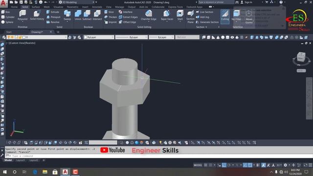 Nut Bolt 3D Model | 3D Modelling 2020 CAD | Auto CAD 2020 | 3D | 2D | Technology смотреть онлайн