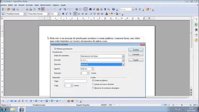 OpenOffice Writer: Contar palabras y numeración líneas смотреть онлайн