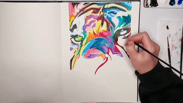 Painting a tiger! Sketchbook page 20!Time-lapse video смотреть онлайн