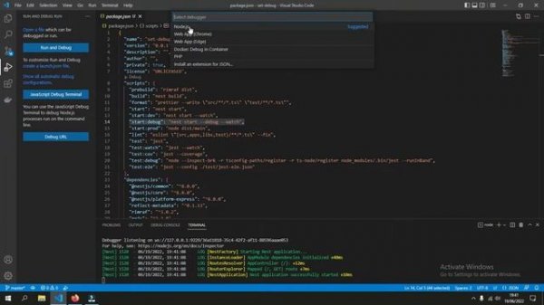 Debugging Nest JS on Visual Studio Code