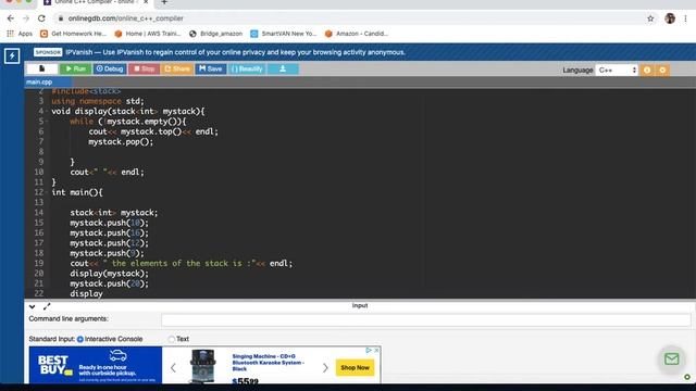 Stack in C++ using push, pop, top and size operation смотреть онлайн