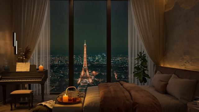 4K Cozy Bedroom in Paris with Relaxing Piano Jazz Music for Sleeping, Studying and Chilling смотреть онлайн
