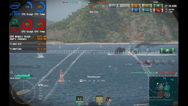 World of Warships Gameplay Benchmark | i3 10100 RX580 16GB 1440x900 | S01:E09 смотреть онлайн