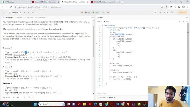 Merge Sorted Array. Leetcode problem. #coding #dsa #java #leetcode #placement смотреть онлайн