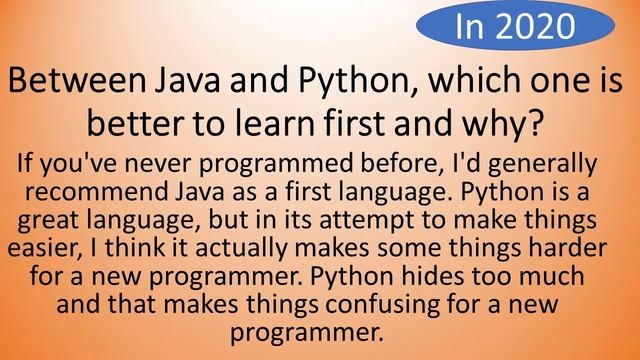 Between Java and Python, which one is better to learn first and why? in 2020 смотреть онлайн