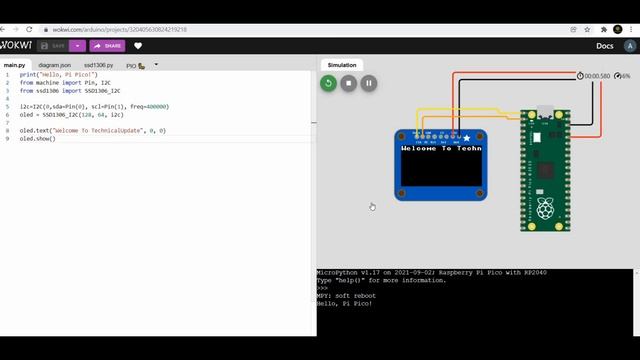Wokwi Raspberry Pi Pico Project: How to interface Raspberry Pi Pico with OLED & coding MicroPython смотреть онлайн