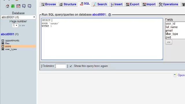 PhpMyAdmin SQL Tab смотреть онлайн