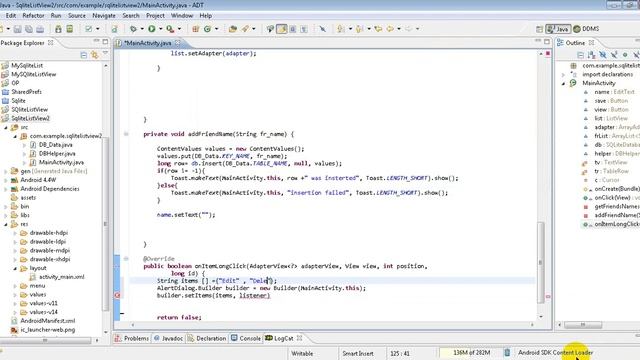 19 Sqlite with listView delete دوره تعلم تصميم البرامج الكامله смотреть онлайн