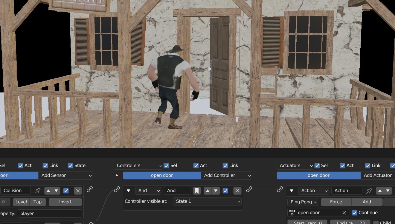 UPBGE Открытие и закрытие дверей в здание