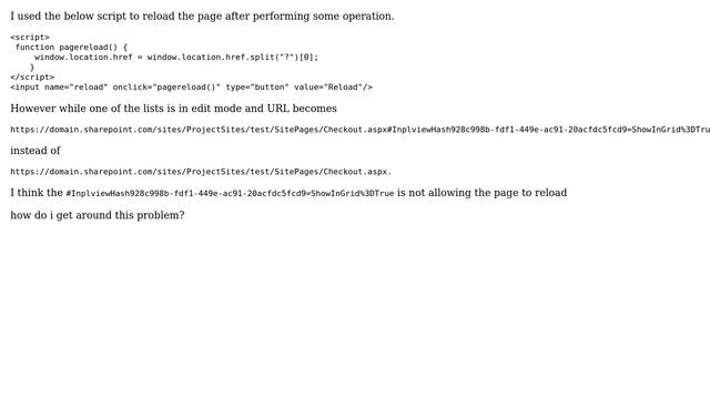 Sharepoint: Page reload in javascript not working while the list is in edit mode sharepoint смотреть онлайн