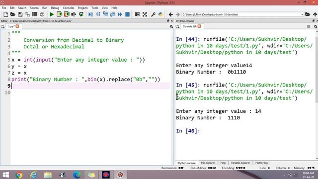 Operators in Python Part 3 : Conversion from dec to bin oct and hex смотреть онлайн
