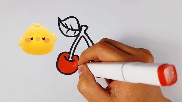 How To Draw a Cherry | Как нарисовать Вишню | Bolalar uchun Gilos rasmini chizish | Easy drawing смотреть онлайн