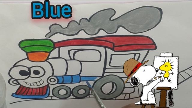 Cartoon Train drawing,painting and colouring for kids|train sketch|how to draw train|Poster paintin смотреть онлайн