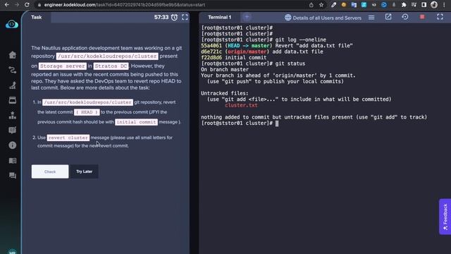 Git Revert Some Changes Kodekloud смотреть онлайн