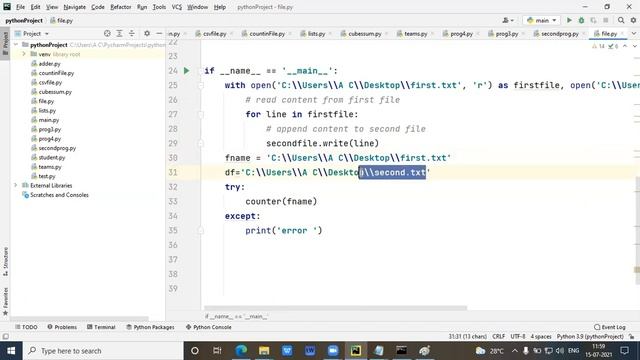 python program to transfer the contents of one file to another and count the number of alphabet смотреть онлайн