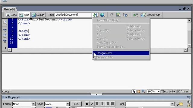 Обзор панели документа в Adobe Dreamweaver CS3 смотреть онлайн