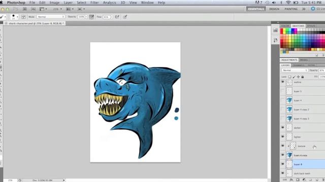 Cartoon Shark Drawing - Drawing in Photoshop Cs5 смотреть онлайн
