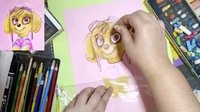 Щенячий патруль. Рисуем Скай. Paw Patrol. Skye рисуем пастелью. смотреть онлайн
