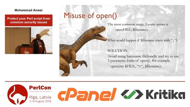 Mohammad Anwar. Protect your Perl script from common security issues смотреть онлайн