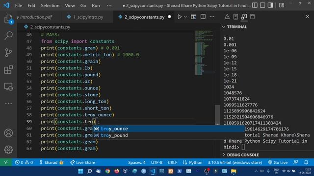 Python Scipy Constants || Constants Units || Python SciPy Tutorial in Hindi (With Notes) #2 смотреть онлайн