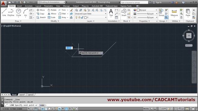 AutoCAD Draw Line Using Relative & Absolute Coordinates Systems смотреть онлайн