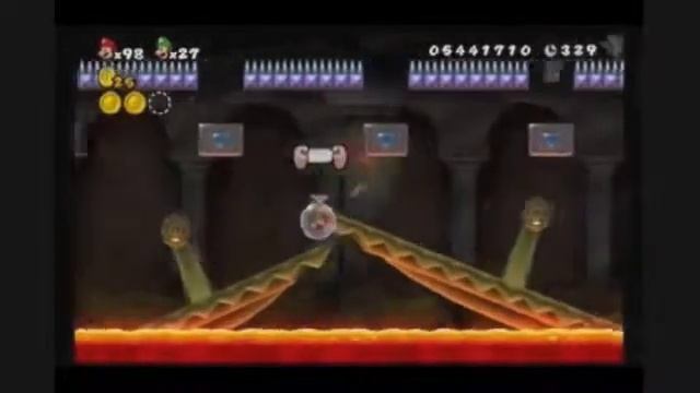 Castle of Falling Projectiles (NSMBW World 6-Castle Walkthrough/Fails) смотреть онлайн
