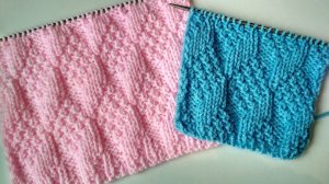 Узор спицами "Рельефные ромбы".  Двухсторонний узор - идеально для пледа