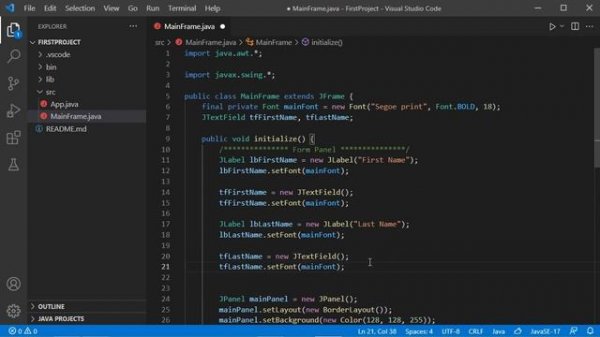 Create your First Java Frame using Visual Studio Code | Create Java GUI Forms using VS Code
