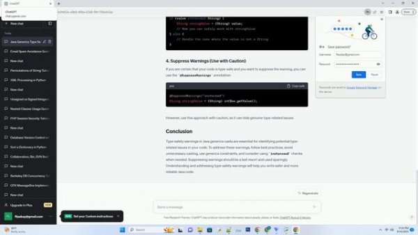 What is the meaning of the type safety warning in certain Java generics casts
