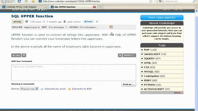 MySQL Tutorial: uppercase function смотреть онлайн
