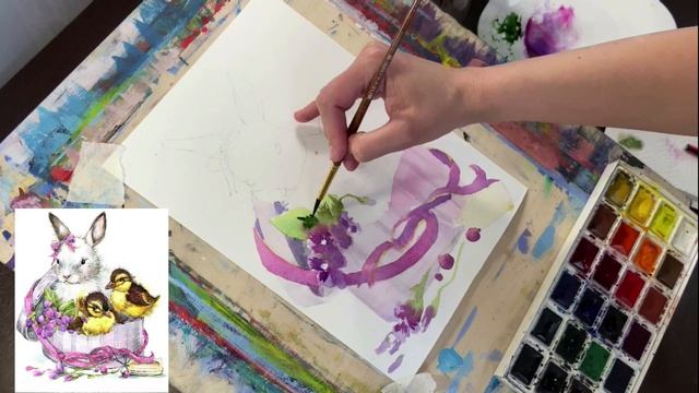 Пасхальный скетчинг. Рисуем милый сюжет акварелью смотреть онлайн