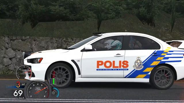 Assetto Corsa Mitsubishi Evo X police car chase AWD Bukit Putus, Malaysia смотреть онлайн
