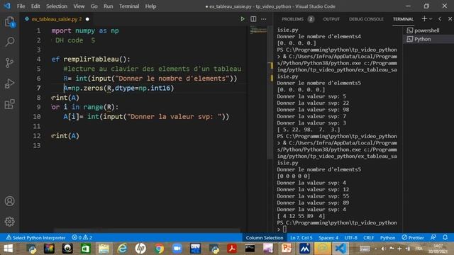 5-1 Python Les Tableaux Numpy (user input) смотреть онлайн