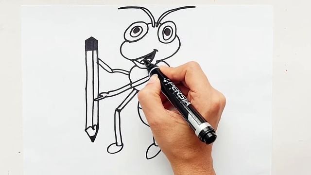 Drawing ant for children/ant drawing for kids/Как легко нарисовать муравья/step by step смотреть онлайн