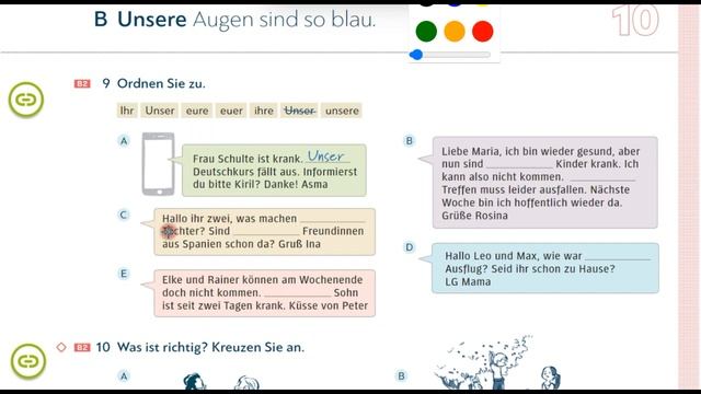 Schritte Plus Neu A1.2. Lektion 10B. Местоимения Unser & Euer.