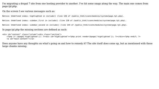 Drupal: Missing sections, and undefined indices смотреть онлайн