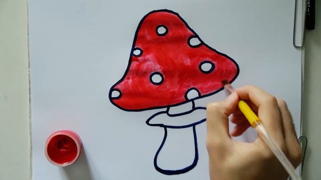 Bolalar uchun qo'ziqorinlari rasm chizish / Drawing Mushroom for children / Рисование Гриб для дете смотреть онлайн