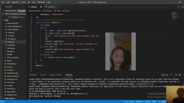 #44.seleksi data pada mariadb dengan node js смотреть онлайн