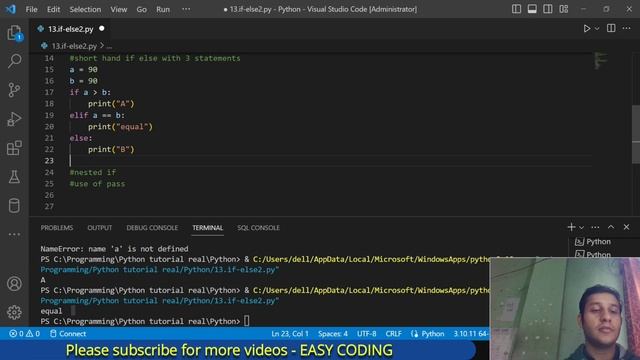 13. Python - If-else II - nested if and Ternary operator [in Nepali] смотреть онлайн