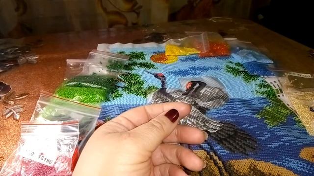 вышиваем бисером.Обзор картины с номерами бисера Журавли . смотреть онлайн