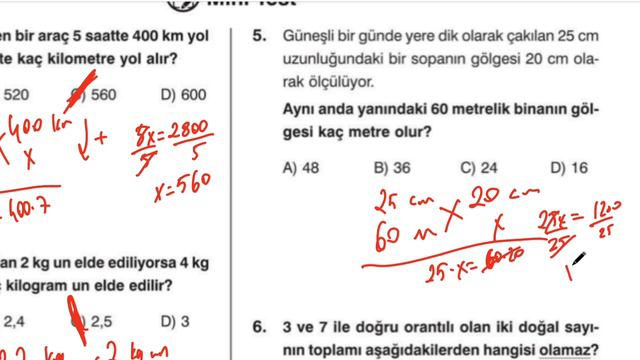7. Sınıf Matematik 2. Dönem 1. Yazılı Hazırlık Soruları