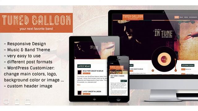 Tuned Balloon - Music WordPress Theme | Themeforest Website Templates and Themes смотреть онлайн