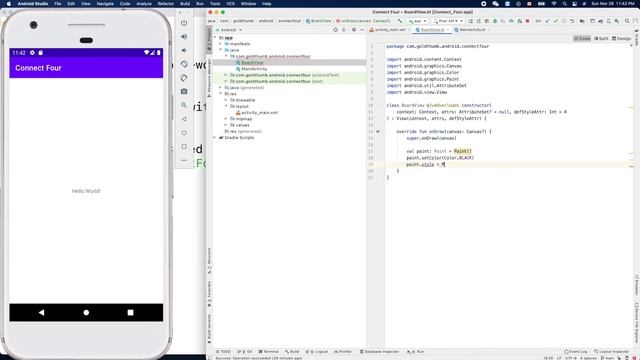 Android Conn4 002: Drawing a circle on BoardView in Kotlin смотреть онлайн