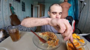 МУКБАНГ ЧЕБУ ПИЦЦА ПЕППЕРОНИ "ГОРЯЧАЯ ШТУЧКА" / ПЛОВ С МЯСОМ / ОЛИВЬЕ / EATING Mukbang / ASMR АСМР