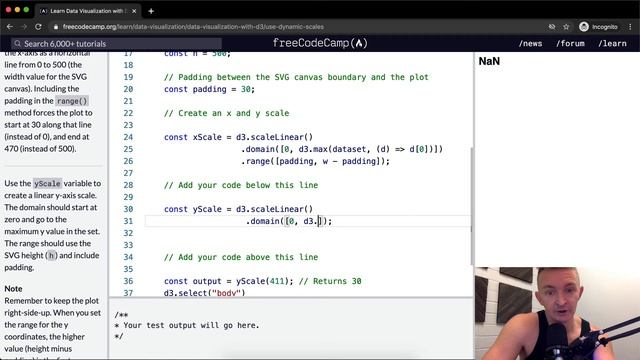 Use Dynamic Scales - Data Visualization with D3 - Free Code Camp смотреть онлайн