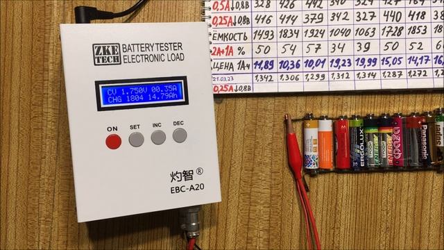 Заряд щелочных батареек AA и тест ёмкости. смотреть онлайн