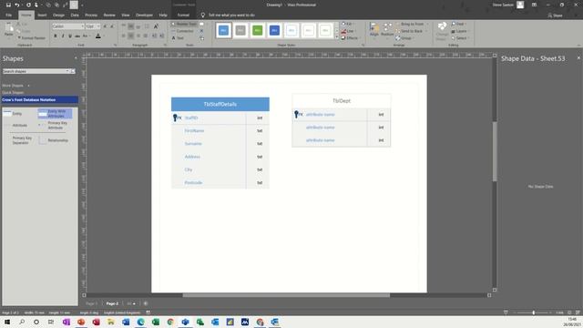 Crow's foot database notation in Microsoft Visio. смотреть онлайн