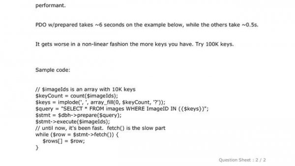 MySQL : Why are certain types of prepared queries using PDO in PHP with MySQL slow?