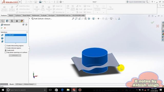 Solidwork Tutorial 36 : intersect command ,features section смотреть онлайн