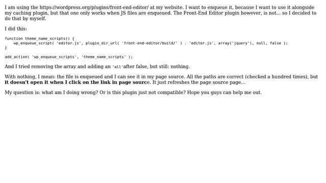 Wordpress: Enqueue script: link not working in page source смотреть онлайн
